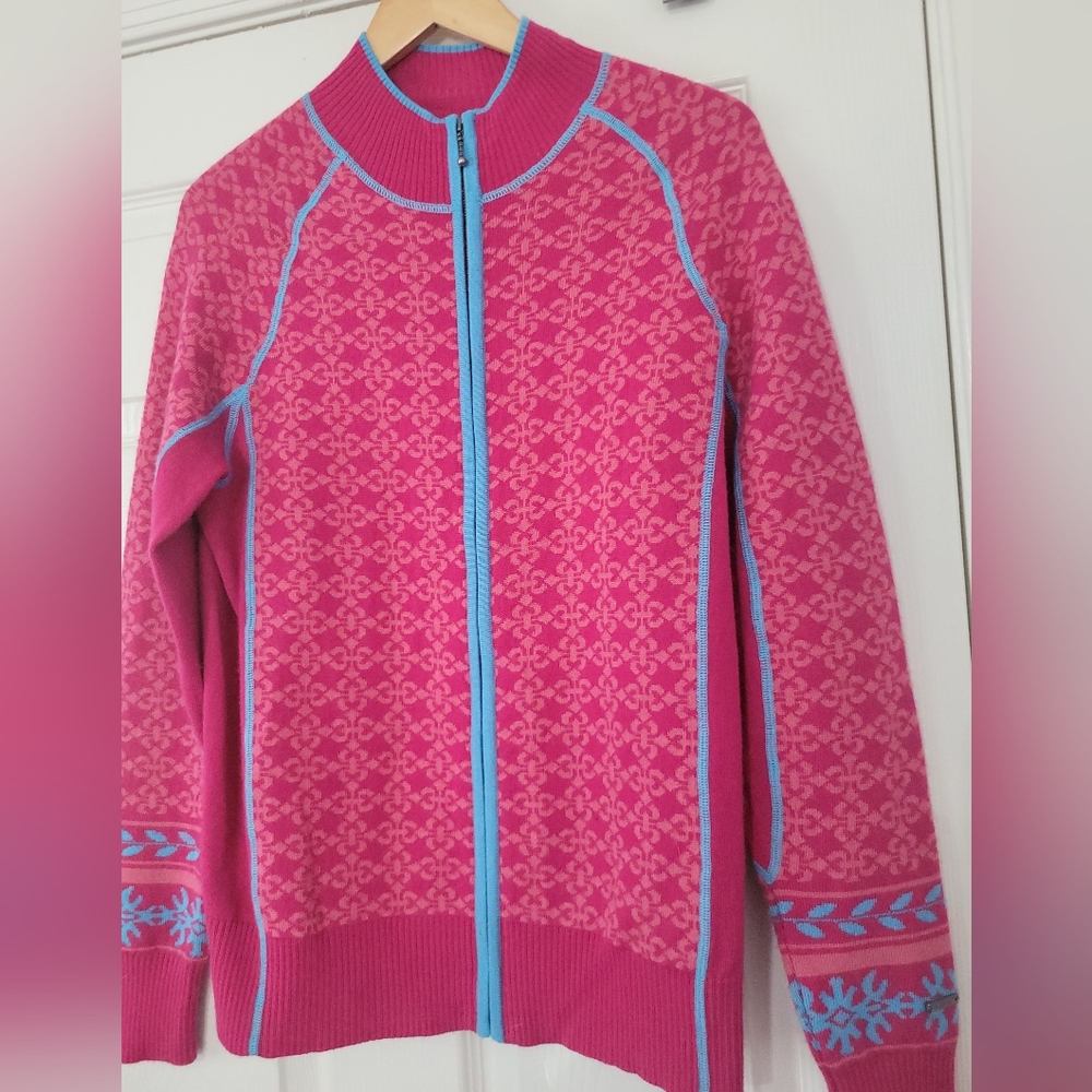 Cabela's Vibrant Pink Cardigan with Blue Details